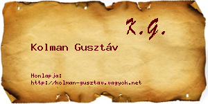 Kolman Gusztáv névjegykártya